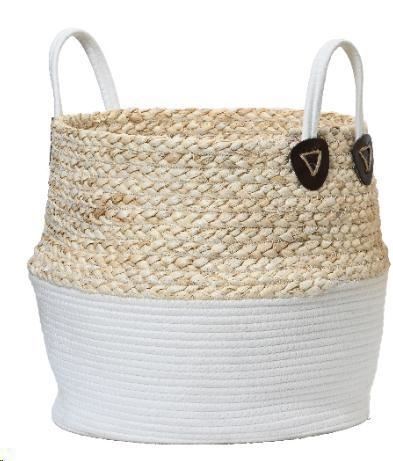 CESTO CON MANICI BIANCO E NATURALE CM.D22X26H