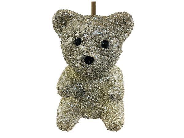 DECORO ORSO GLITTER 17CM SILVER