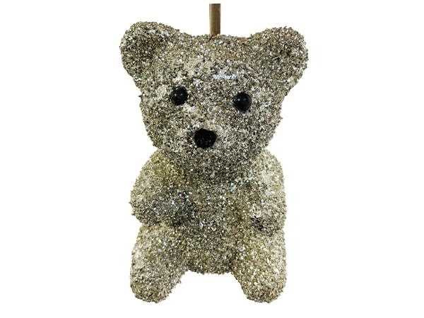 DECORO ORSO GLITTER 17CM SILVER