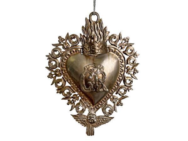 CUORE METALLO 16,5CM  ANTIQUE SILVER