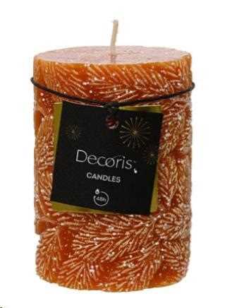 CANDELA PILLAR PARAFFINA INNEVATA FOGLIE CM.D7X10 WARM CIDER
