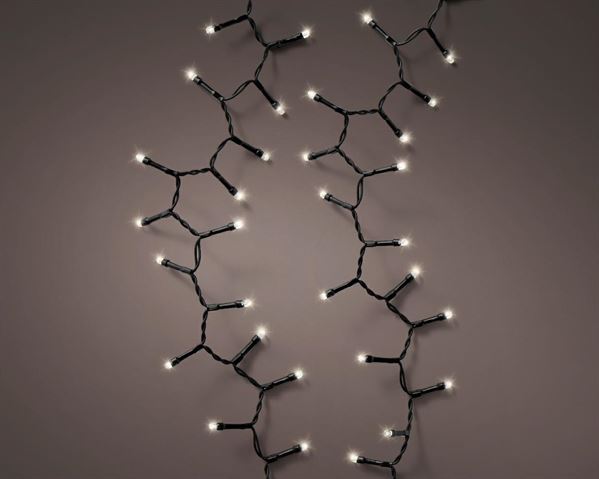 LUCI BATTERIA CLUSTER 192LED L.CALDA 4,7MT FILO NERO OUTDOOR