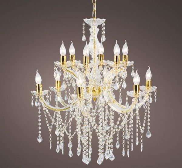 LAMPADARIO DA INTERNO 12LAMP. CM.D71X78H TRASPARENTE/ORO