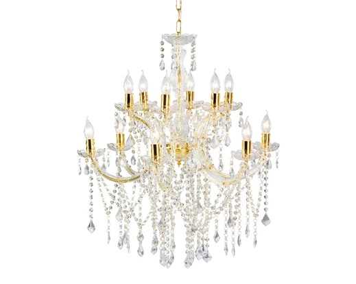 LAMPADARIO DA INTERNO 12LAMP. CM.D71X78H TRASPARENTE/ORO