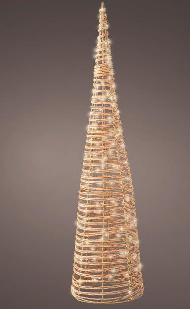 ALBERO A CONO 80 MICRO LED IN VIMINI DA ESTERNO CM.D18X60H
