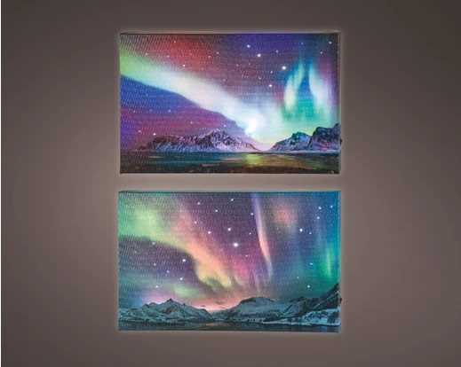 QUADRO AURORA BOREALE CON LED L3.80-W58-H38CM ASSORT. 2 MOD.