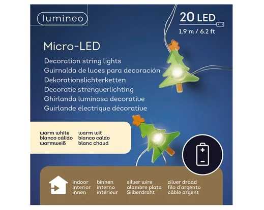 LUCI BATTERIA 20MICROLED L.CALDA 3FIGURE 190CM FILO ARGENTO