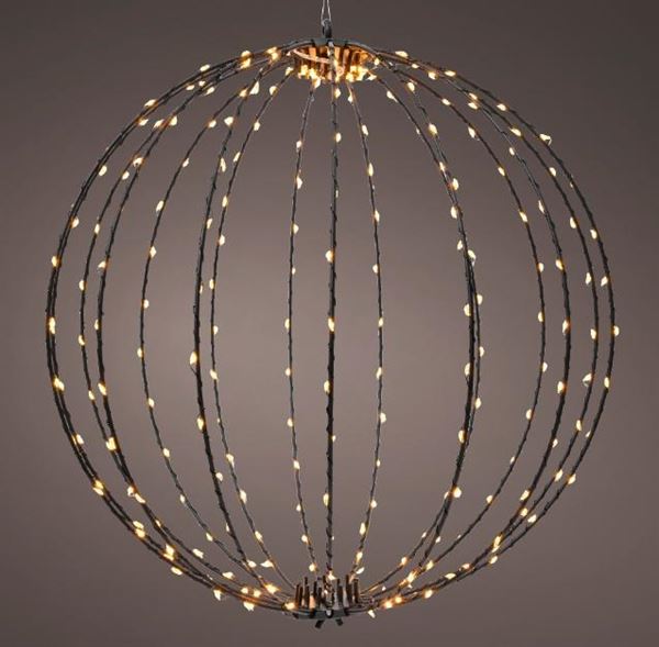 SFERA METALLO NERO 192LED L.CLASSICA CM.D28 CAVO TRASP. 5MT