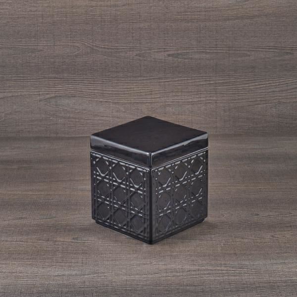 SCATOLA QUADRATA PAGLIA DI VIENNA CM.16 H.18 NERO