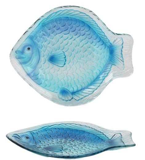 SERVING PLATE GLASS BLUE LUN.37CM X LAR.46CM X ALT.4CM