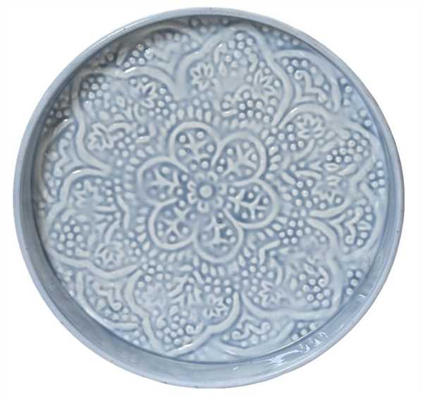 DECO PLATE IRON WITH ENAMEL FINISH BLUE DIA22CM X ALT.3CM
