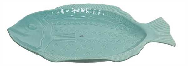 VASSOIO DA PORTATA PESCE TERRACOTTA CM.58X40 CELESTE
