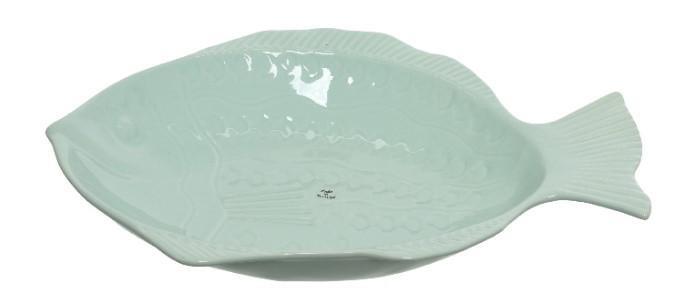 VASSOIO DA PORTATA PESCE TERRACOTTA CM.46X33 VERDE CHIARO