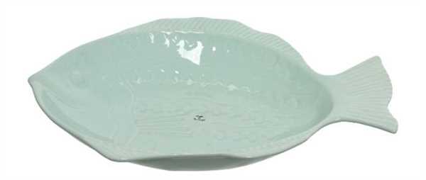 VASSOIO DA PORTATA PESCE TERRACOTTA CM.46X33 VERDE CHIARO