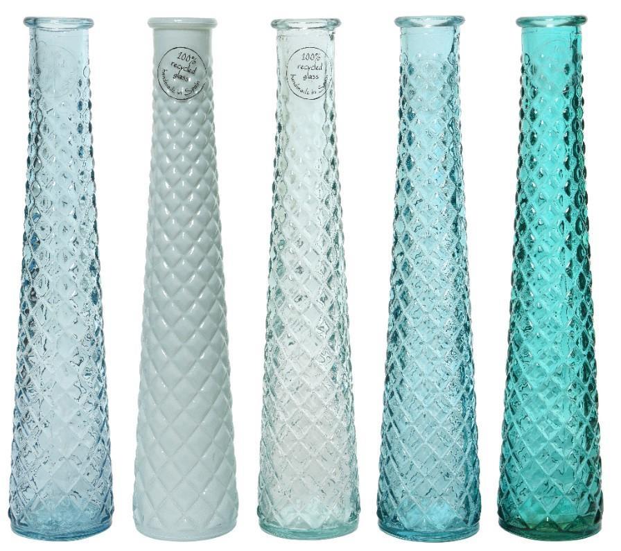VASE RECYCLED GLASS 5COL ASS ASSORTED DIA7CM X ALT.32CM