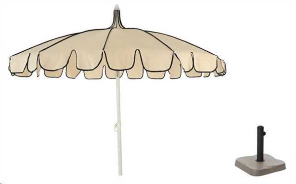 OMBRELLONE ONDA DIA.195XH.215CM BIANCO/BLU COMPRESO DI BASE