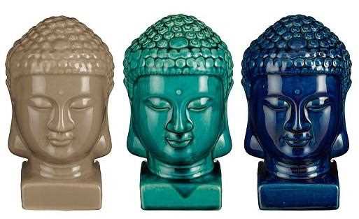 TESTA BUDDHA CM.13X11X20H 3 COLORI ASSORTITI