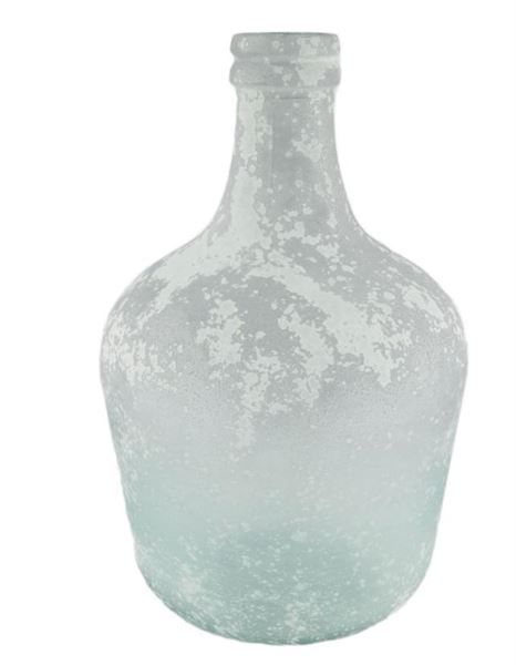 VASO BOTTIGLIA VETRO RICICLATO 27X27X42CM ARGENTO/BIANCO