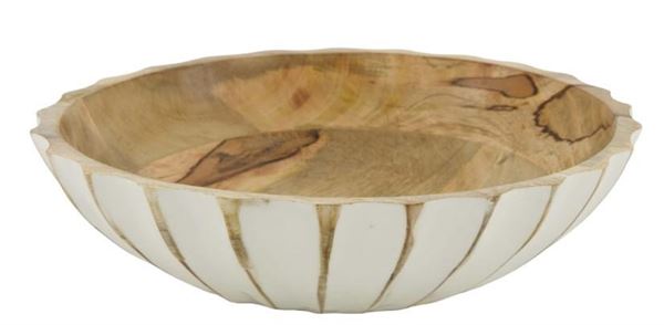 CIOTOLA IN LEGNO DI MANGO CM.D28X7H NATURALE/BIANCO