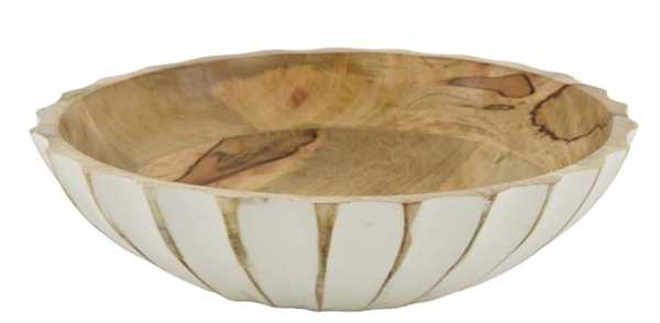 CIOTOLA IN LEGNO DI MANGO CM.D28X7H NATURALE/BIANCO