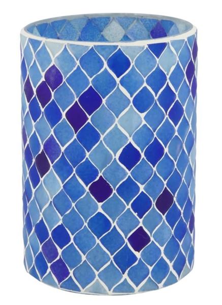 PORTACANDELA IN VETRO CM.D10X14H BLU