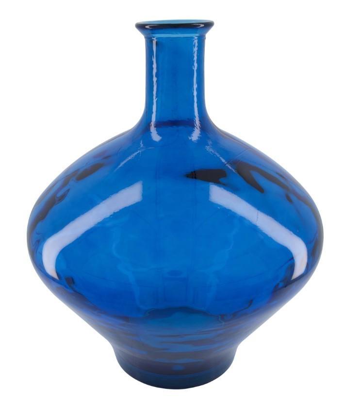 VASO IN VETRO RICICLATO CM.D37X46H BLU