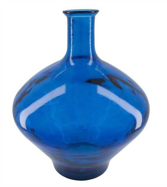 VASO IN VETRO RICICLATO CM.D37X46H BLU