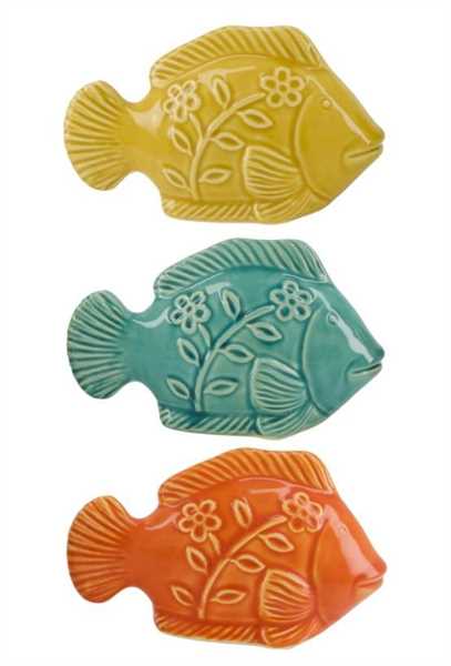 STATUA PESCE IN CERAMICA CM.19,5X9X11,5H 3 COLORI ASSORTITI