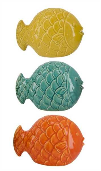 STATUA PESCE IN CERAMICA CM.23,5X13,5X16H 3 COLORI ASSORTITI