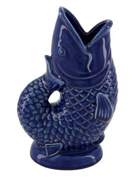 VASO PESCE IN PORCELLANA CM.16,5X11X26H BLU