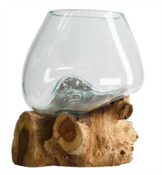 RADICE IN TEAK CON VETRO FUSO CM.20X20X20H NATURALE
