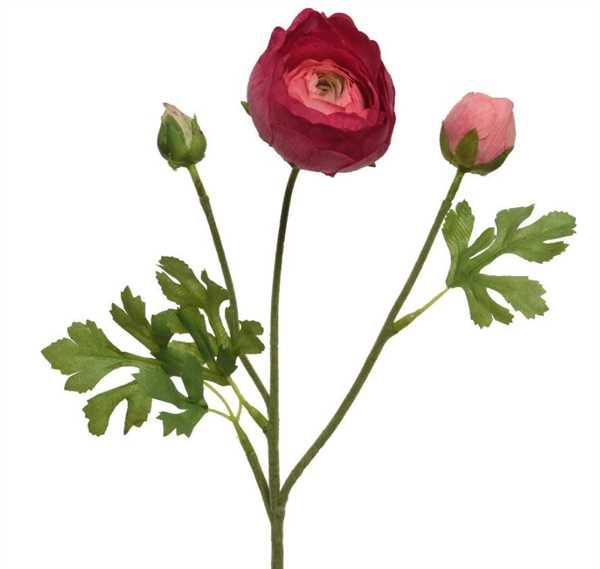 RANUNCULUS ON STEM POLYESTER FUCHSIA LUN.10CM X LAR.5CM X AL