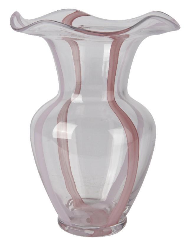 VASO IN VETRO A RIGHE CM.17X25H TRASPARENTE