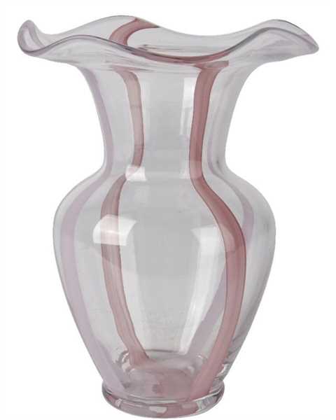 VASO IN VETRO A RIGHE CM.17X25H TRASPARENTE