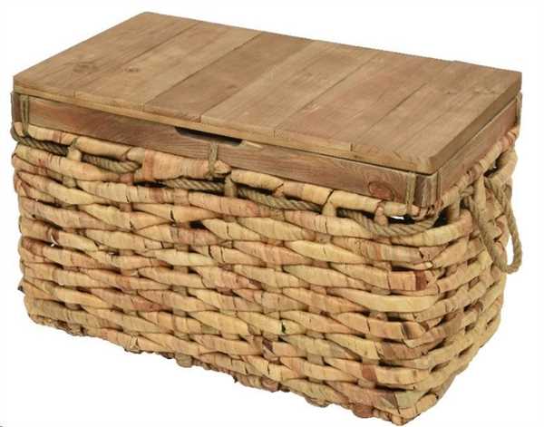 CESTA BAULE RETTANGOLARE RATTAN CON COPERCHIO CM.63X37X38H
