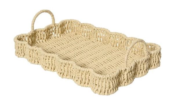 VASSOIO RETTANGOLARE IN CORDA CM.29X41X11H NATURALE