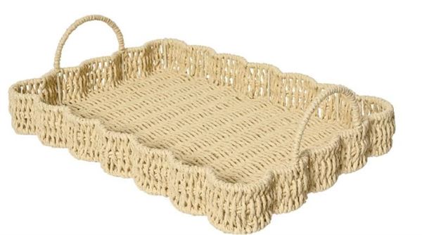 VASSOIO RETTANGOLARE IN CORDA CM.23X35X10,5H NATURALE
