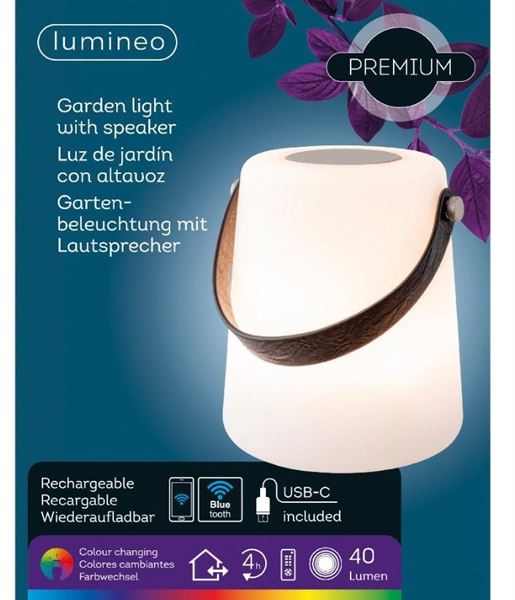 LAMPADA LED RGB SPEAKER PE USO OUTDOOR C/TEL. Ø12,3XH.15,5CM