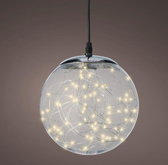 PALLA LUMINOSA 300 LED IN PLASTICA TRASP. DA ESTERNO D.40CM