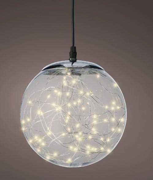 PALLA LUMINOSA 140 LED IN PLASTICA TRASP. DA ESTERNO D.30CM