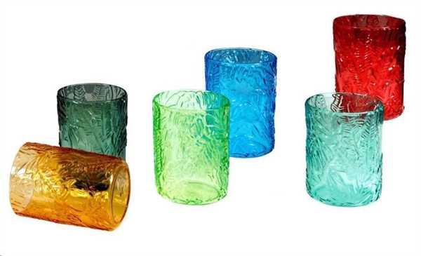 SET 6 PZ BICCHIERE TROPICAL COLORI ASSORTITI ACRILICO CM D8x