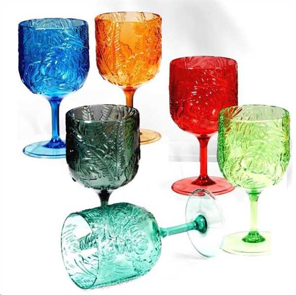 SET 6 PZ CALICE TROPICAL COLORI ASSORTITI ACRILICO CM D9x18H