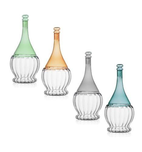 FIASCO BICOLOR IN VETRO 800ML CM.D11X24,5H 4 COL. ASS.