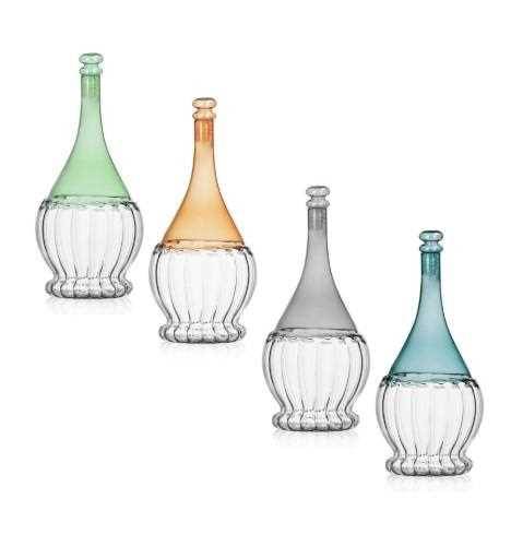 FIASCO BICOLOR IN VETRO 800ML CM.D11X24,5H 4 COL. ASS.
