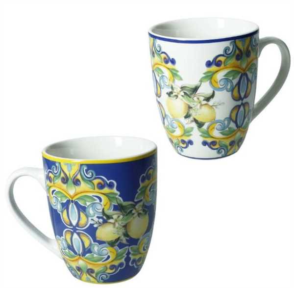 SET 2PZ MUG CITRUS BLU PORCELLANA
