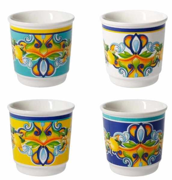 SET 4PZ  BICCHIERINO CITRUS NEW BONE CHINA 4 COLORI ASS.