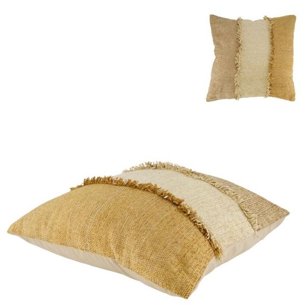 CUSCINO A RIGHE IN COTONE RICICLATO CM.45X45 NATURALE/SABBIA