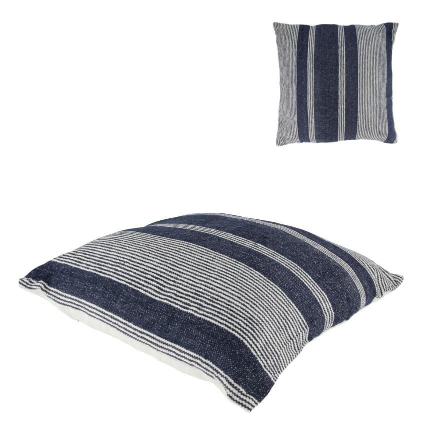 CUSCINO A RIGHE IN COTONE RICICLATO CM.45X45 BLU
