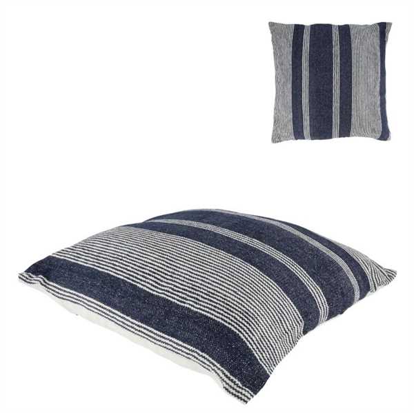 CUSCINO A RIGHE IN COTONE RICICLATO CM.45X45 BLU