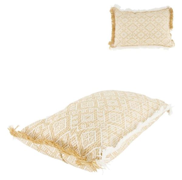 CUSCINO IN RAFIA PER ESTERNO CM.30X45X15H NATURALE/BIANCO